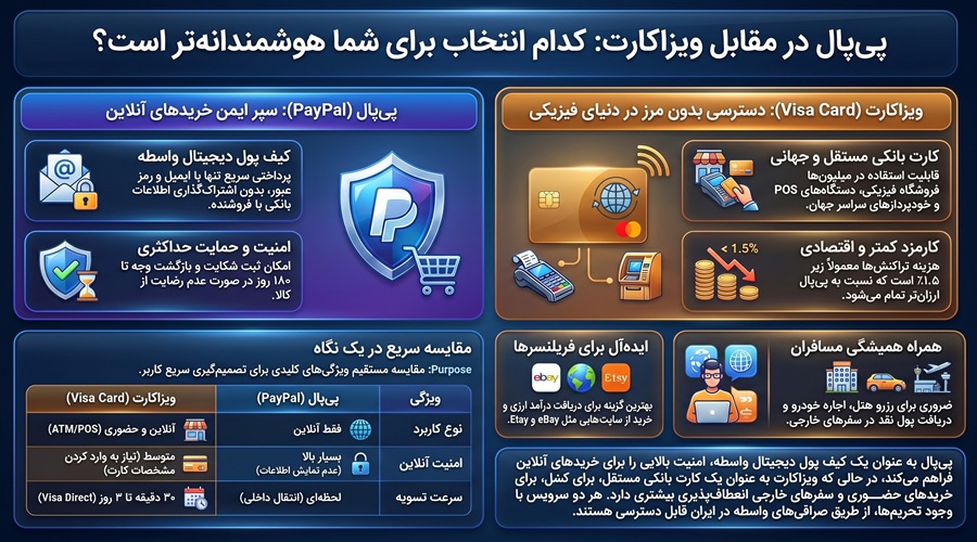 تفاوت پی پال و ویزاکارت چیست؟ کدام برای شما مناسب تر است؟ 1 تفاوت پی پال و ویزاکارت چیست